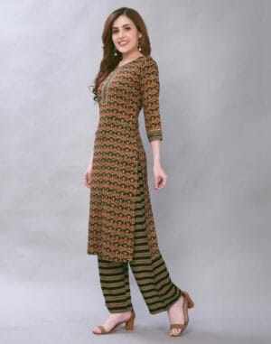 Dusty Coloured Rayon Printed Kurti With Palazzo
