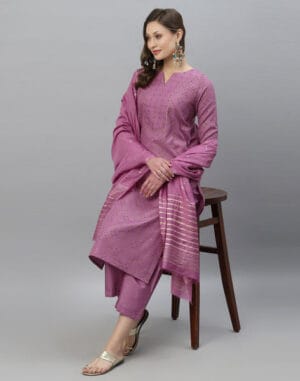 Lavender Kurti With Pant And Dupatta