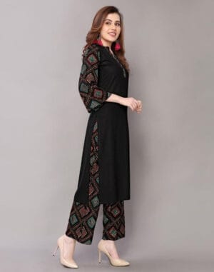 Maroon Printed Kurta Palazzo Set